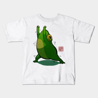 Yoga Frog Warrior Pose Kids T-Shirt
